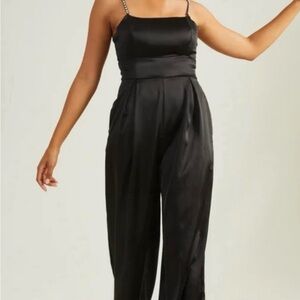 Altar'd State Black Satin Jumpsuit